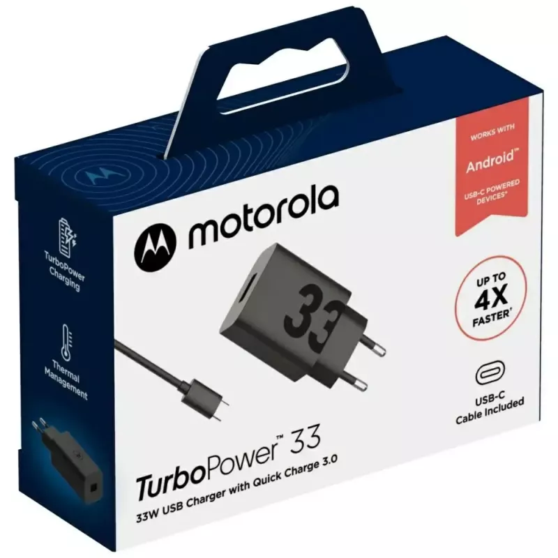 Motorola TurboPower 33W Headphones, Headset, Mobile phone, Smartphone Black AC Fast charging Indoor