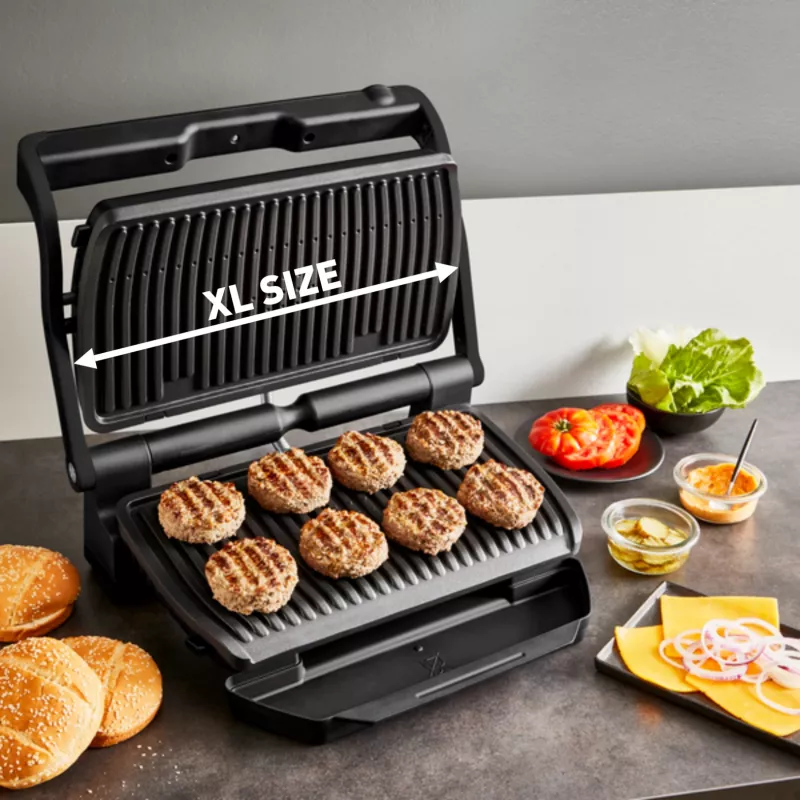 Contact grill Tefal Optigrill+ XL GC727810 2000W, rectangular, adjustable thermostat, black, 445×365×175mm