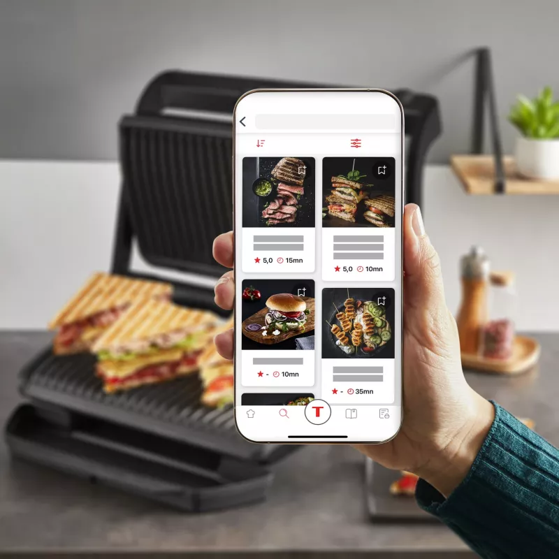 Contact grill Tefal Optigrill+ XL GC727810 2000W, rectangular, adjustable thermostat, black, 445×365×175mm