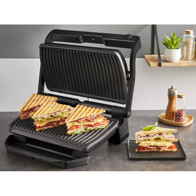 Contact grill Tefal Optigrill+ XL GC727810 2000W, rectangular, adjustable thermostat, black, 445×365×175mm