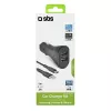 Car Charger Kit SBS Mobile USB-Type-C, 2× USB 2.0 ports, 1 m cable, 12 W, 12/24 V input, black