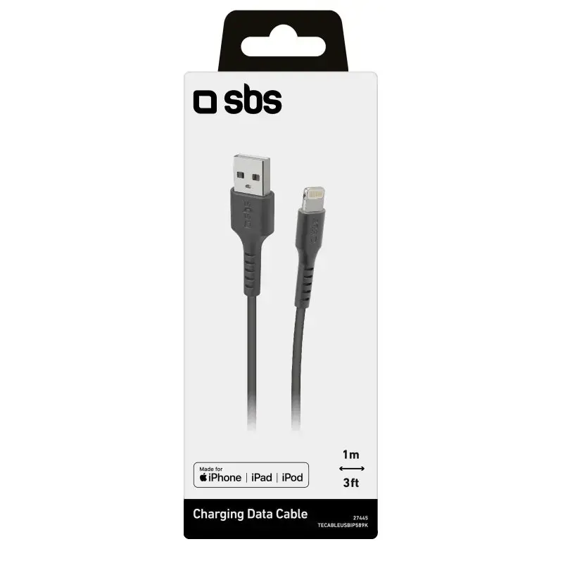 Lightning to USB A cable SBS Mobile TECABLEUSBIP589K – 1 m, USB 2.0, Black