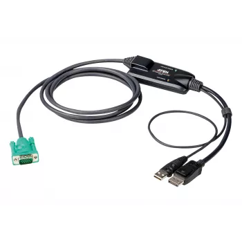 ATEN DisplayPort Console Converter, 1.8 m, USB, DisplayPort, Black, USB Type A + DisplayPort, SPHD-15