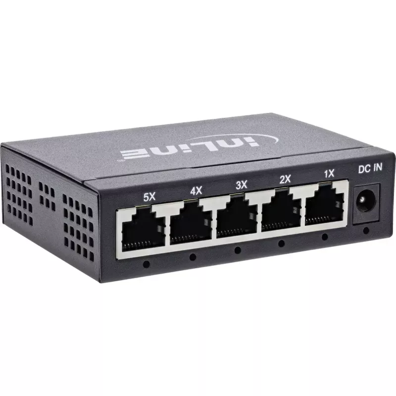 InLine Gigabit network switch 5-port, 1Gb/s, desktop, metal housing, fanless