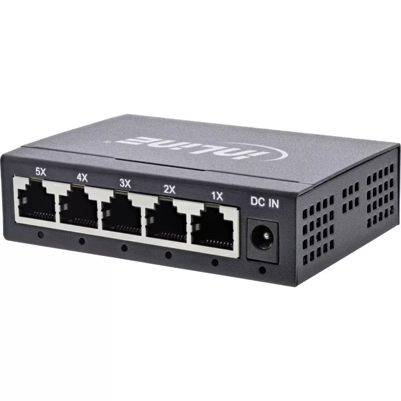 InLine Gigabit network switch 5-port, 1Gb/s, desktop, metal housing, fanless