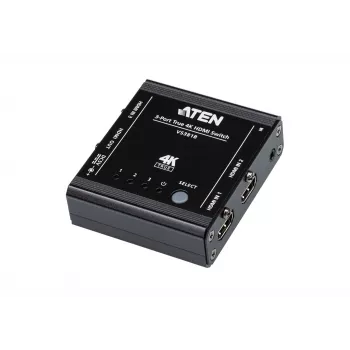 ATEN 3-Port True 4K HDMI Switch, HDMI, Metal, Black, 60 Hz, 5 m, 3840 x 2160, 4096 x 2160