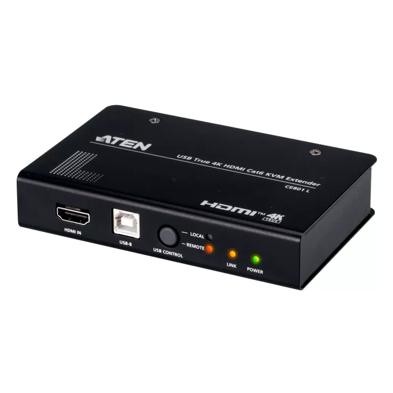 AV KVM extender ATEN CE801 — USB True 4K HDMI over Cat6 (4K @ 70 m / FHD @ 100 m), HDMI & USB Type-A, black