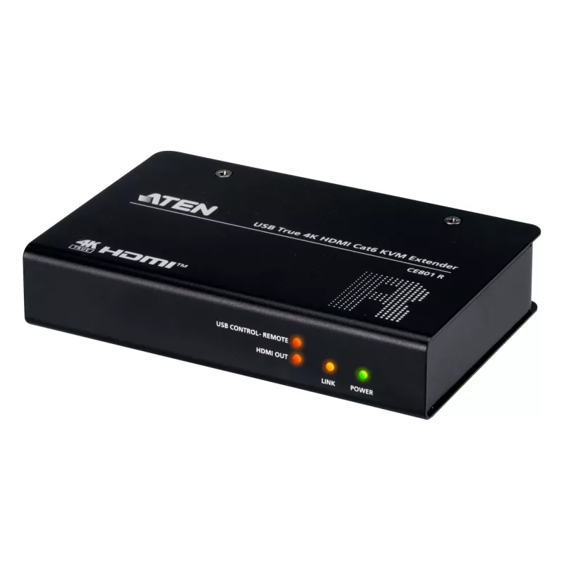 AV KVM extender ATEN CE801 — USB True 4K HDMI over Cat6 (4K @ 70 m / FHD @ 100 m), HDMI & USB Type-A, black