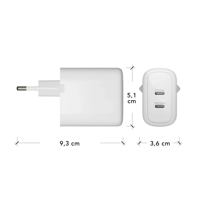 dbramante1928 re-charge Pro - EU Wall Charger - 2x USB-C 30W - W