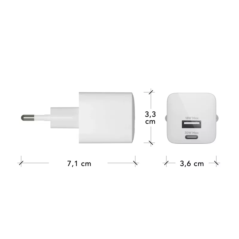 dbramante1928 re-charge Pro - EU Wall Charger USBC30W+USBA18W-W