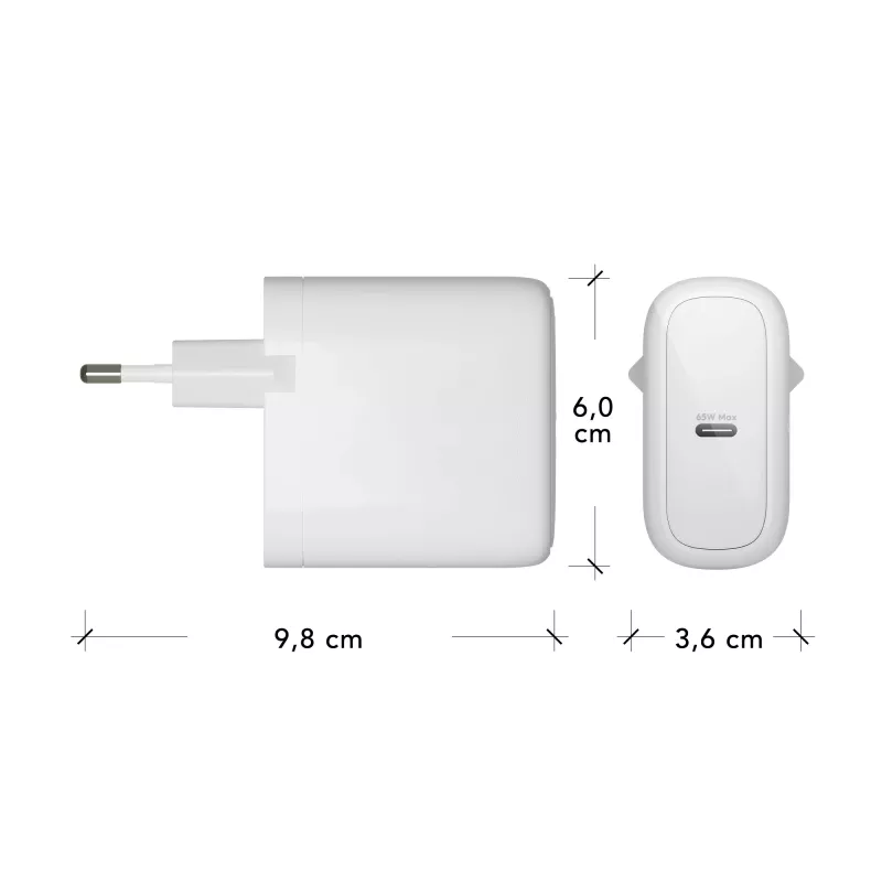dbramante1928 re-charge Pro - EU Wall Charger USB-C 65W - W, Indoor, AC, White
