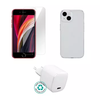 Mobile device charger eSTUFF ES-KIT-IPHSE(2022) Indoor AC Transparent White USB Type-C