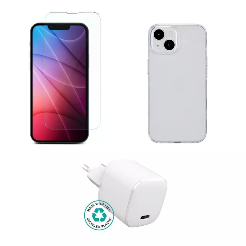 Mobile device charger eSTUFF ES-KIT-IPH15 Indoor AC Transparent White USB Type-C
