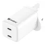 AC charger SANDBERG Dual USB-C PD65W UK 441-62 — dual USB-C PD 65W, UK plug