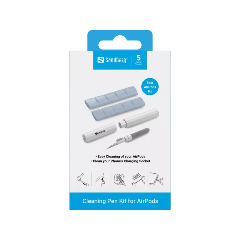 Cleaning Kit Sandberg Cleaning Pen Kit for Airpods Grey White