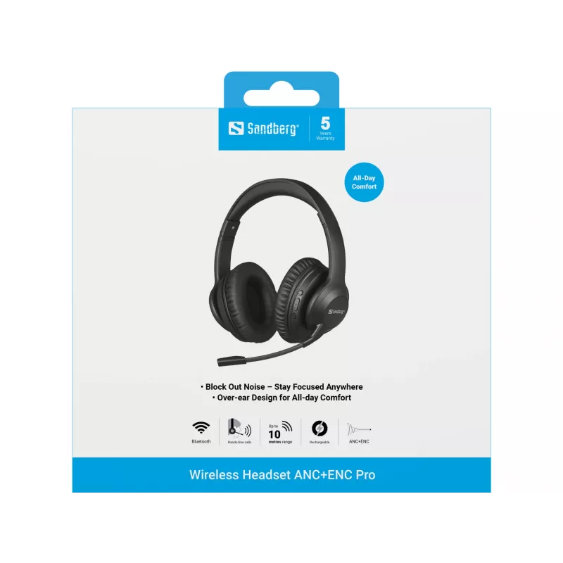 Headset Sandberg Wireless Headset ANC+ENC Pro