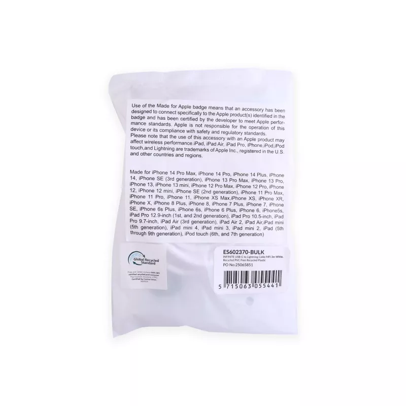 Lightning Cable eSTUFF ES602370-BULK 3m USB C 2.4A