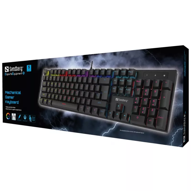 Sandberg Mechanical Gamer Keyboard GERMAN Full-size Wired USB Mechanical QWERTZ RGB LED