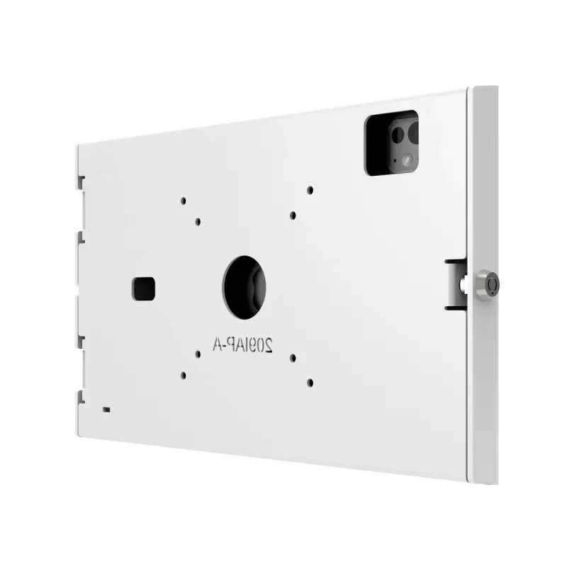Wall-mount secured enclosure for iPad Pro 11 inch — Maclocks Compulocks Apex for M4 & M5, white, includes 2 keys