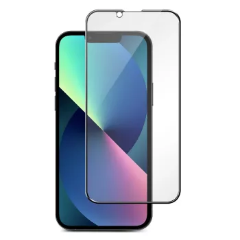 Tempered glass screen protector eSTUFF Titan Shield for Apple iPhone 13 / 13 Pro / 14 — full coverage, black frame