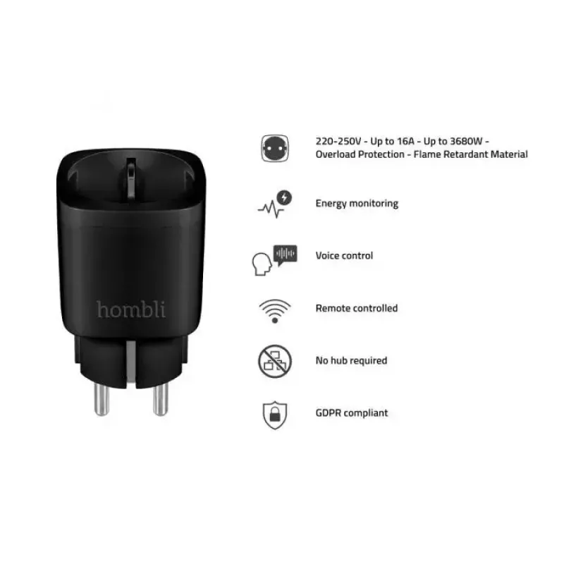 Smart Plug Hombli HBPP-0205 3680 W Indoor Wireless Black