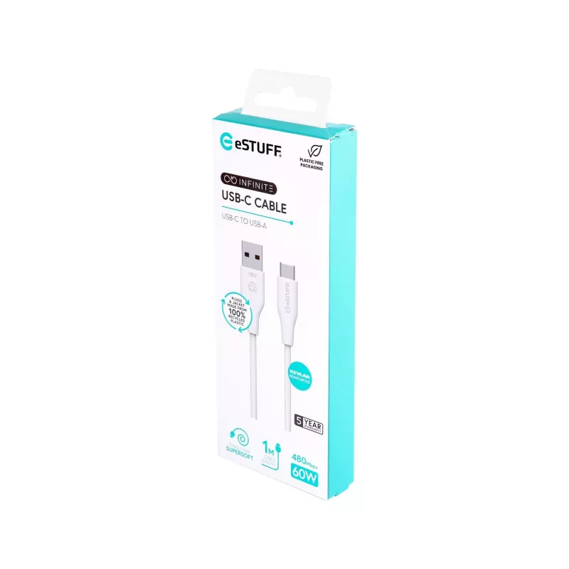 USB Cable eSTUFF ES605170 1m USB C to USB A USB 2.0 White