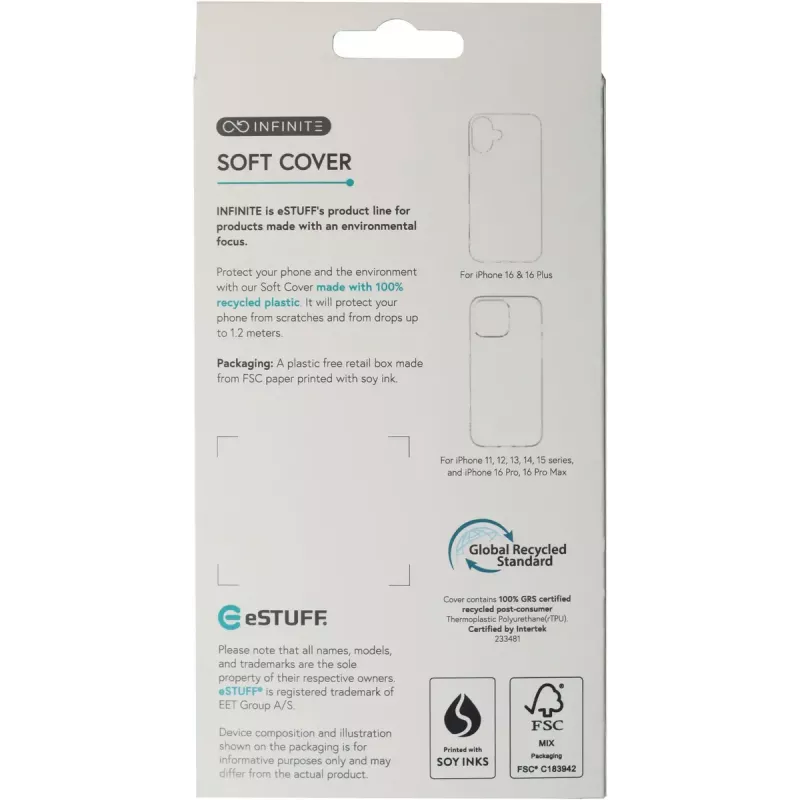 eSTUFF INFINITE GRS VIENNA iPhone 16e Black Cover. Material (ES67101054-BULK)