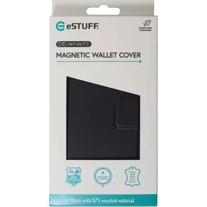 Wallet case eSTUFF iPhone 16 Pro 6.3 inch Black 3 card pockets