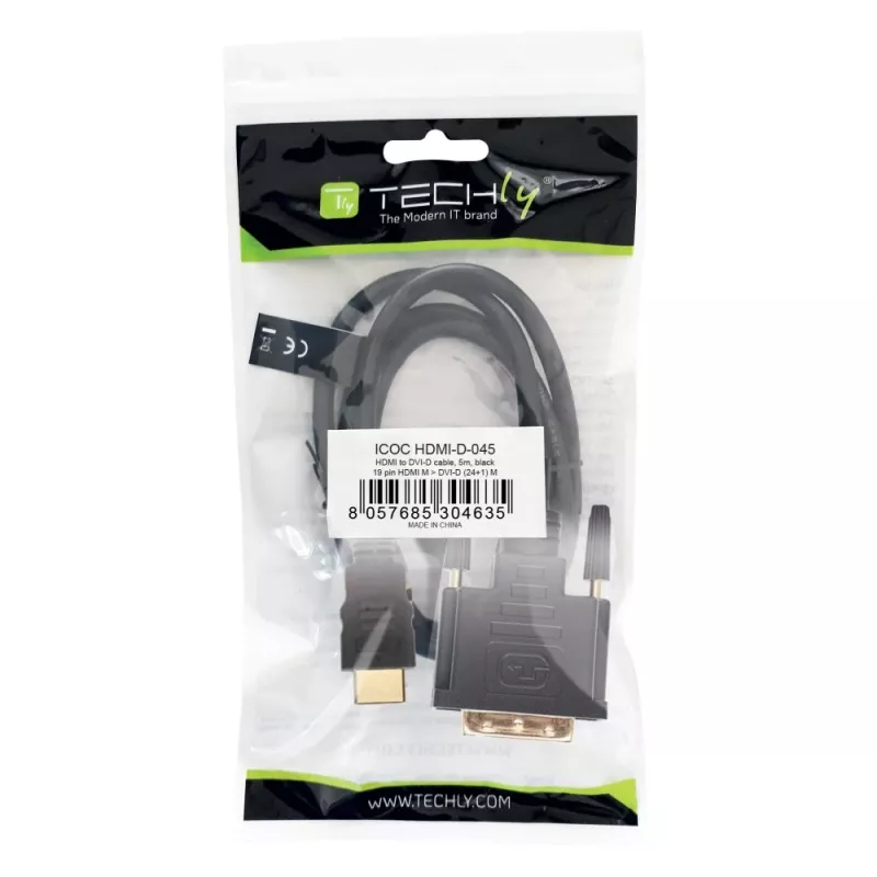 Video cable adapter Techly ICOC-HDMI-D-045 5 m DVI-D Black