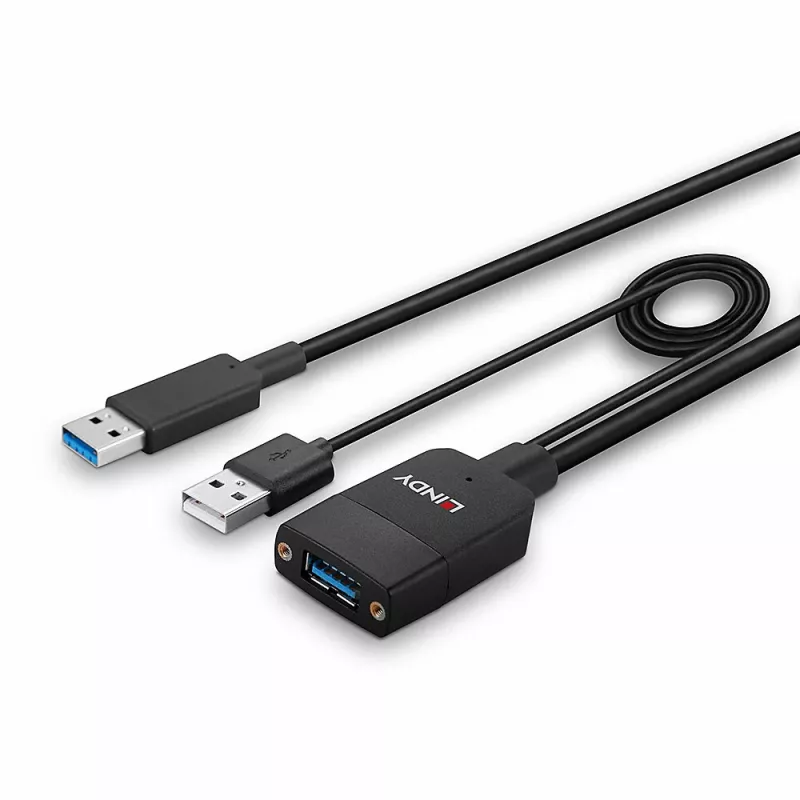 Lindy 35m Hybrid USB 3.2 Gen 2 Type A Cable Black ABS