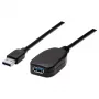 Manhattan USB-A to USB-A Extension Cable, 5m, Male to Female, Active, 5 Gbps (USB 3.2 Gen1 aka USB 3.0), Built In Repeater, SuperSpeed USB, Black, Three Year Warranty, Equivalent to USB2AAEXT5M.