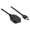 Manhattan USB-A to USB-A Extension Cable, 5m, Male to Female, Active, 5 Gbps (USB 3.2 Gen1 aka USB 3.0), Built In Repeater, SuperSpeed USB, Black, Three Year Warranty, Equivalent to USB2AAEXT5M.
