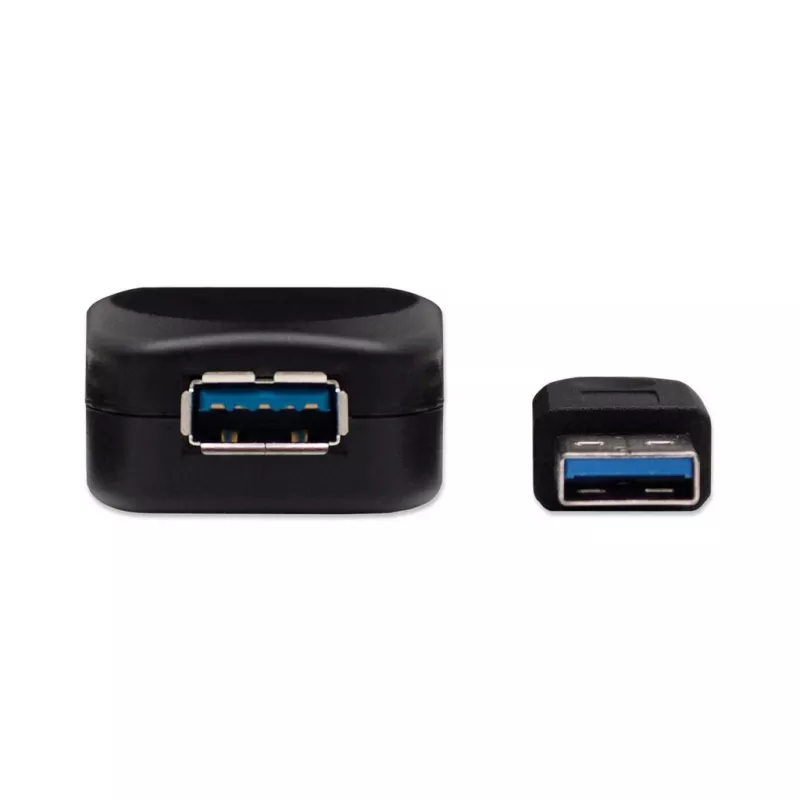 Manhattan USB-A to USB-A Extension Cable, 5m, Male to Female, Active, 5 Gbps (USB 3.2 Gen1 aka USB 3.0), Built In Repeater, SuperSpeed USB, Black, Three Year Warranty, Equivalent to USB2AAEXT5M.