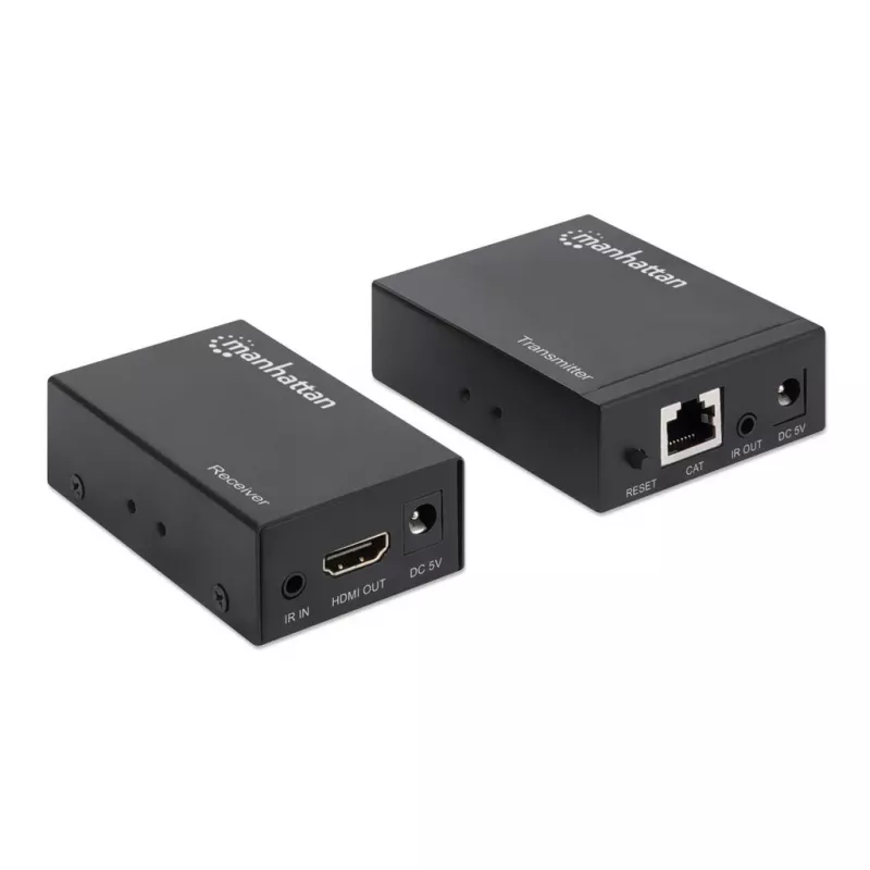 Manhattan HDMI 1080p over Ethernet Extender Kit, Up to 50m with Single Cat6 Cable, Tx & Rx Modules, IR Support, Three Year Warranty