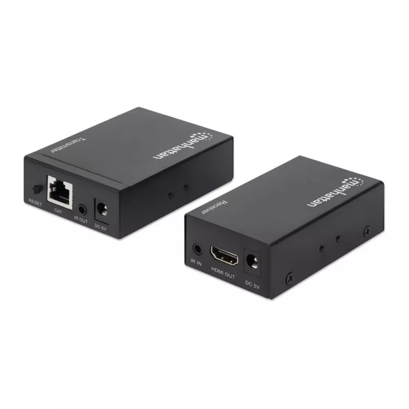 Manhattan HDMI 1080p over Ethernet Extender Kit, Up to 50m with Single Cat6 Cable, Tx & Rx Modules, IR Support, Three Year Warranty