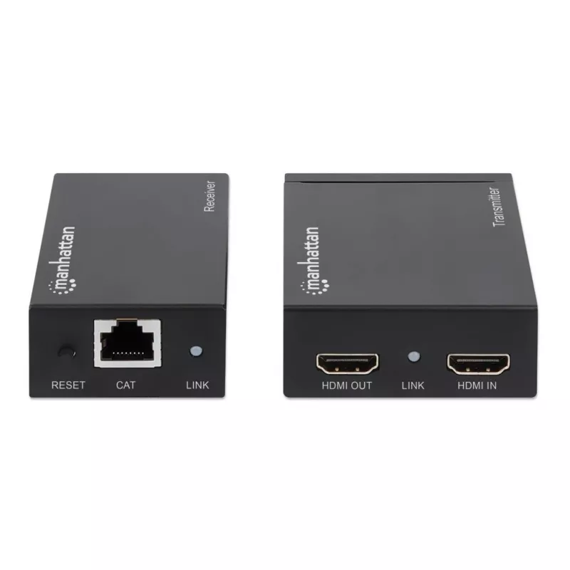 Manhattan HDMI 1080p over Ethernet Extender Kit, Up to 50m with Single Cat6 Cable, Tx & Rx Modules, IR Support, Three Year Warranty