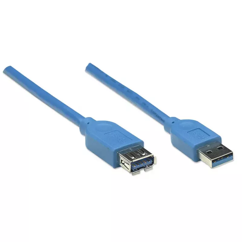 USB-A to USB-A Extension Cable Manhattan 2m Male to Female Blue