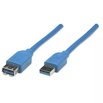 USB-A to USB-A Extension Cable Manhattan 2m Male to Female Blue