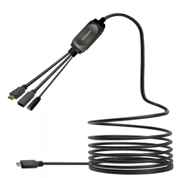 VivoLink PROUSBCHDMIUSB3-5 USB-C hub cable with USB 3.0 and charging, black