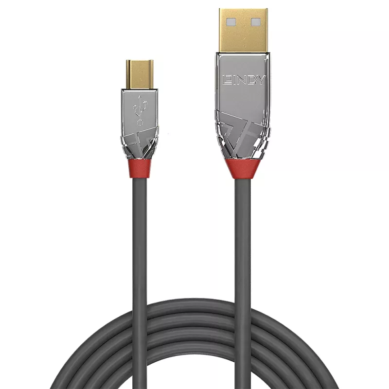 Lindy 2m USB 2.0 Type A to Mini-B Cable, Cromo Line