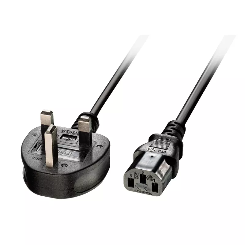 Lindy 5m UK 3 Pin Plug to IEC C13 mains power Cable, Black, 5 m, C13 coupler