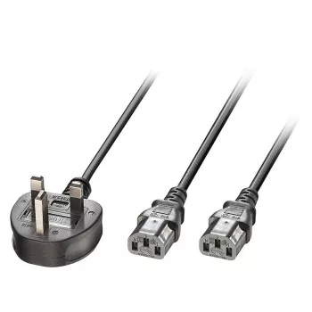 Power cable MicroConnect PE090425Y, H05VV-F 2.5 m, 2 x C13 coupler, 250 V 13 A, black