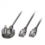 Power cable MicroConnect PE090425Y, H05VV-F 2.5 m, 2 x C13 coupler, 250 V 13 A, black