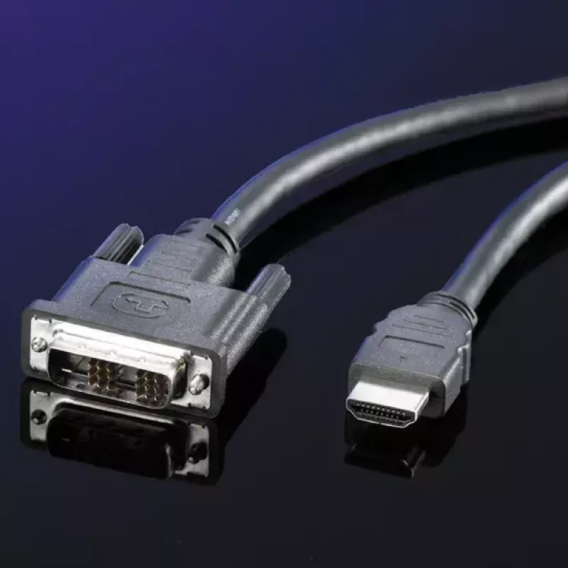 DVI Cable ROLINE DVI (18+1) M - HDMI M 2 m
