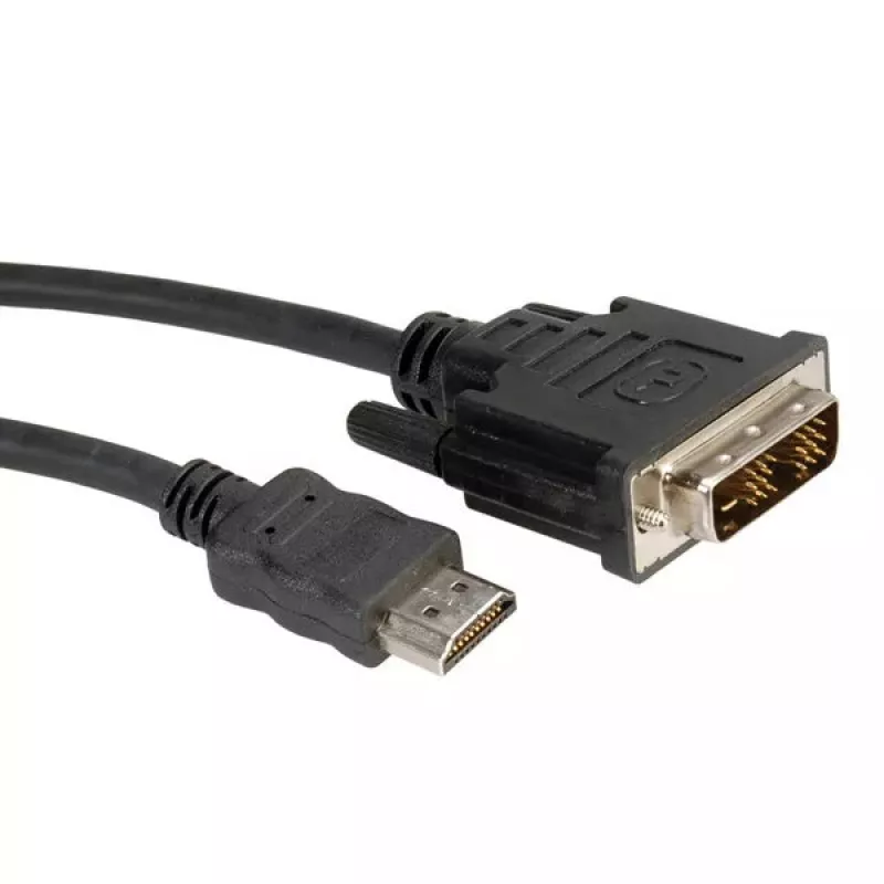 DVI Cable ROLINE DVI (18+1) M - HDMI M 2 m