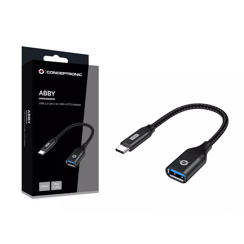 Conceptronic ABBY18B USB 3.2 Gen 2 to USB-A OTG Adapter