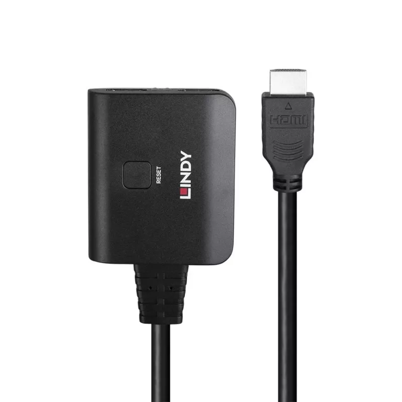 Lindy 2 Port HDMI 4K60 Splitter Cable Black 3840x2160