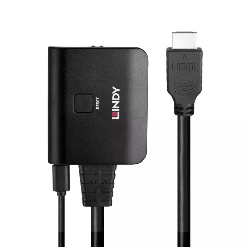 Lindy 2 Port HDMI 4K60 Splitter Cable Black 3840x2160