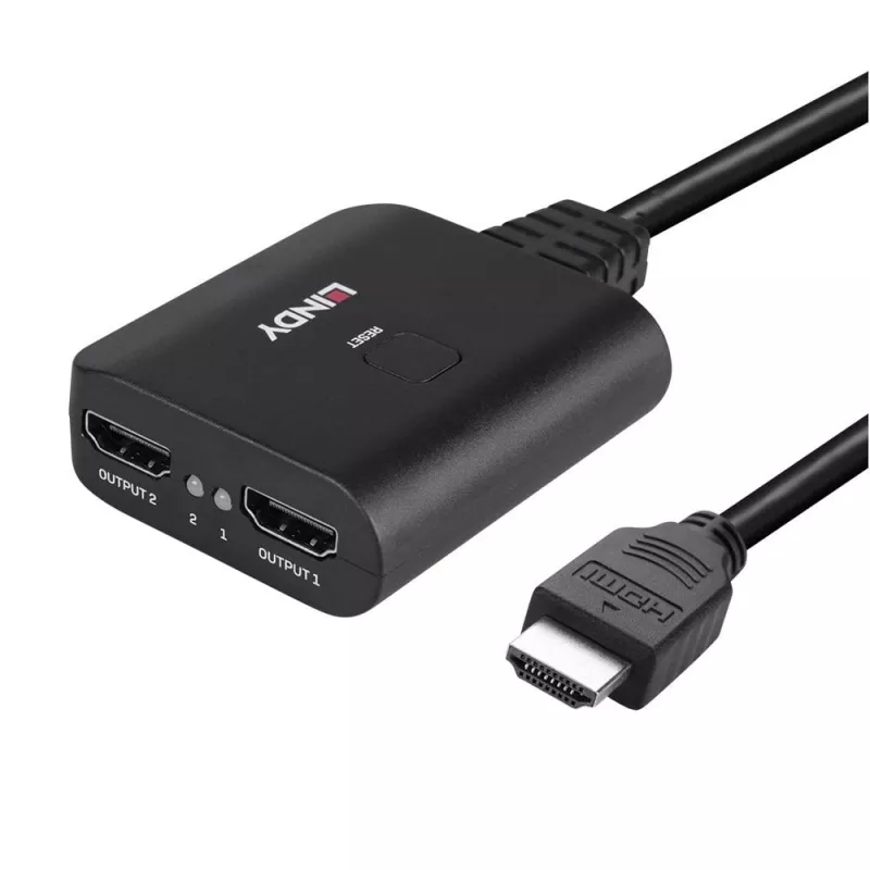Lindy 2 Port HDMI 4K60 Splitter Cable Black 3840x2160