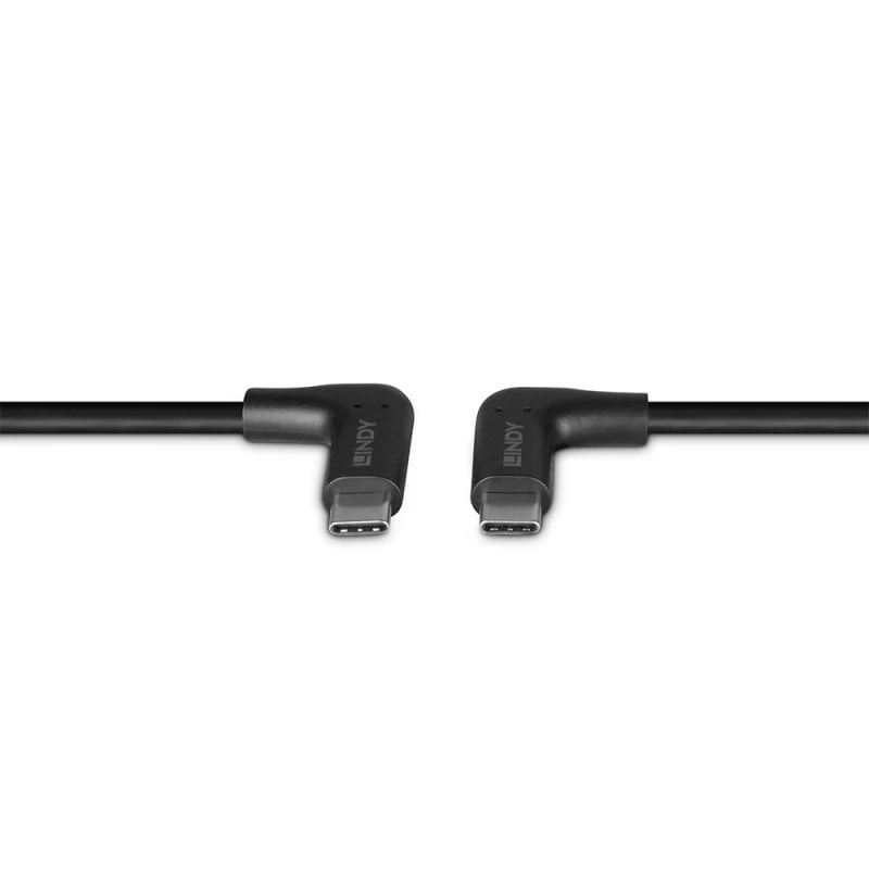 Lindy 1.5m USB 3.2 Right-Angled USB-C to Right-Angled USB-C Cable, 10Gbps
